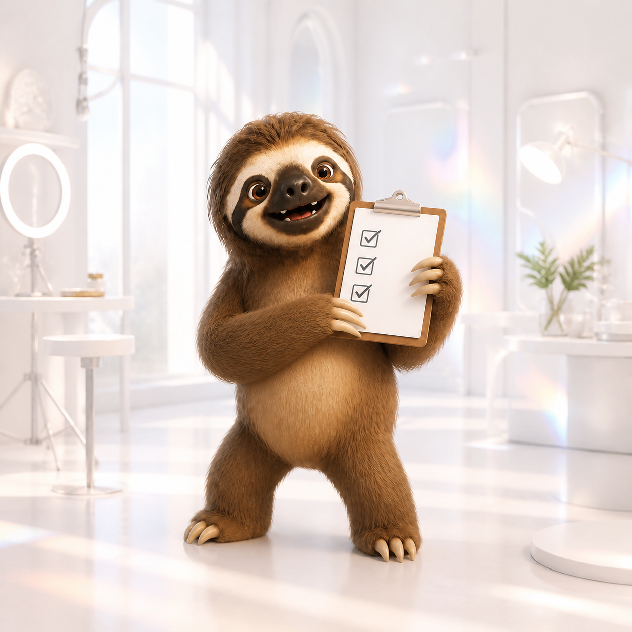A sloth reviewing each important point one at a time